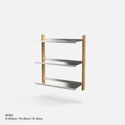 MOD Shelving System Aluminium and Oak