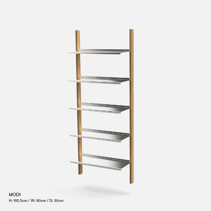 MOD Shelving System Aluminium and Oak